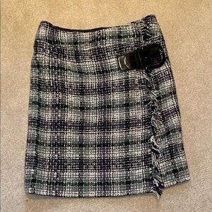 ETCETERA Tweed Skirt with Patent Belt Accent